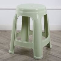 [承重400斤]加厚塑料凳子成人家用塑胶熟胶客厅餐桌椅大号高凳 无盖北欧绿