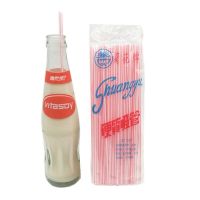 玻璃瓶汽水专用直管维他奶可乐果汁豆奶麦当劳彩色艺术吸管批发 红白条纹管400支(10包*40支)