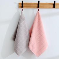 手巾小方巾家用毛巾纯棉洗脸巾吸水婴儿小儿童柔软全棉四方正方形 二条装/可爱小格(红色+灰色) 34X35cm