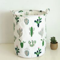 北欧布艺家用可折叠大号防水玩具杂物脏衣服篓收纳桶脏衣篮收纳筐 仙人球35*45