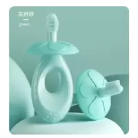 宝宝牙刷一岁半软毛婴儿0-1-2-3-6岁以上幼儿乳牙刷硅胶儿童牙刷 宾得绿1支装[带收纳盒]