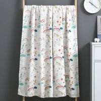 婴儿浴巾纯棉超柔纱布宝宝浴巾新生儿洗澡毛巾被儿童盖毯春夏童被 双层纯棉彩虹马110*120cm