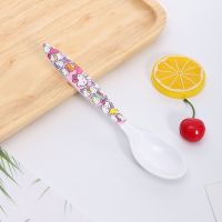 儿童餐盘宝宝吃饭盘子密胺防摔餐具可爱卡通幼儿分隔辅食盘果盘 单勺 1号 小熊凯蒂