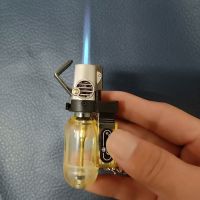 新款防风电子手表打火机直冲充气七彩闪光灯金属创意电子表送男友 透明直冲 单只 送烟嘴