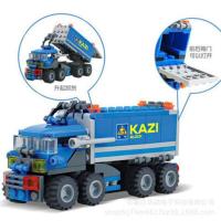 兼容城市组黄色运输箱式积木玩具黄色大卡车汽车男孩乐拼拼插 蓝色卡车(163片)送起件器