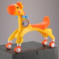 卡通宝宝车车音乐溜溜车儿童四轮扭扭车滑行车可坐可骑新款1到3岁 小鹿黄无音乐款静音轮+牵引+贴纸