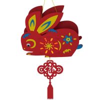 元宵节diy手工灯笼幼儿卡通灯笼材料包新年 EVA宫灯花灯制作包 玉兔带灯手工材料