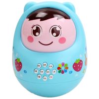 bibi哔哔小萌鸡不倒翁音乐铃铛婴幼儿益智早教故事机婴儿摇铃玩具 不倒翁故事机蓝色(不带电池)