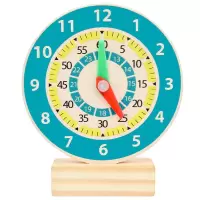 认识时间闹钟玩具钟表木质小时钟宝宝儿童幼儿益智数字早教大钟表 小号数字时钟
