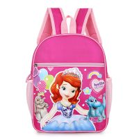 幼儿园书包男女童宝宝小背包大中小班男女孩卡通可爱儿童双肩包包 贝贝卡通苏菲亚-玫红色