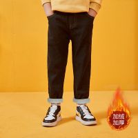 童装牛仔裤 男童加绒裤子一体绒秋冬外穿儿童韩版加厚长裤男 黑色[加绒款] [2043]-1 105