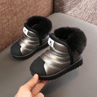 2020新款冬季儿童雪地靴男童保暖棉鞋女童短靴加绒冬鞋宝宝棉靴子 616银色 30码内长18cm