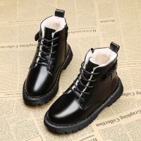 女童马丁靴2020年新款短靴黑色棉靴中大童儿童靴子秋冬加绒女童鞋 黑色大棉 厚绒 鞋子请按照内长来购买