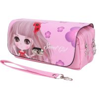 笔袋大容量韩版简约女中小学生笔袋女孩密码锁文具袋文具盒铅笔盒 602粉色 只有手拎带