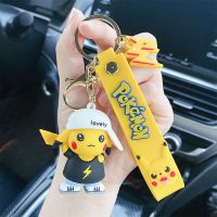 皮卡丘钥匙扣汽车钥匙挂件创意男潮个性情侣硅胶包包挂饰钥匙圈环 黑色带帽闪电卫衣皮卡丘