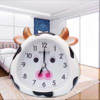 小牛闹钟学生儿童可爱卡通小表创意闹钟床头钟卧室时尚小闹钟钟表 8360# 白色