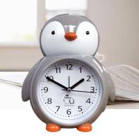 学生闹钟小企鹅钟表挂钟床头钟儿童可爱卡通小表卧室摆件创意钟表 779 灰色