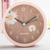 小雏菊花儿童闹钟男女学生少女可爱床头简约卧室迷你静音夜光闹铃 3寸12390JH-1粉