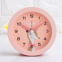 儿童闹钟男女小学生少女可爱床头简约卧室迷你静音夜光闹铃电子钟 3寸12392TE-1粉狐狸