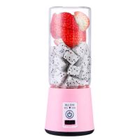 《今日特价》电动便捷榨汁机充电果汁杯家用学生多功能迷你豆浆机 400毫升(没过滤器)六刀玻璃 粉色