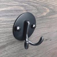 欧式黑色单个衣服衣帽钩挂衣钩单钩壁挂墙壁进门衣柜鞋柜浴室挂钩 圆底片双钩(6个装) 需打孔(配螺丝)