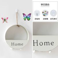 铁艺墙壁挂件卧室墙上挂饰花盆创意家居北欧房间绿植墙面装饰品 铁艺圆HOME-白