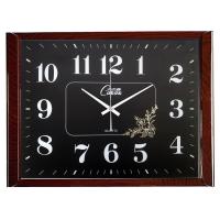 石英钟钟表静音挂钟日历钟表时尚简约现代时钟夜光钟客厅卧室挂表 经典木纹 32*44黑盘简约