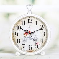 现代简约电子挂钟欧式创意台钟卧室个性座挂两用静音时钟表 26*30cm两用款白色花盘