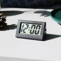 简约迷你时钟床头桌面上摆件数字电子钟学生学习静音小巧便携台钟 黑色小巧时钟(送一个备用电池)