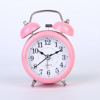 闹钟学生闹铃时钟简约创意立体字多功能金属儿童夜光闹表 3寸普通粉