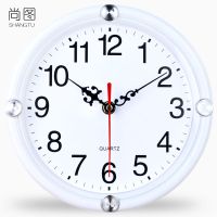 钟表挂钟客厅现代简约大气家用石英钟创意静音圆形电子表时钟挂表 21cm白盘尚图 特卖款 9英寸[22cm]