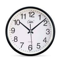 挂钟表客厅现代简约挂表静音卧室家用时钟墙上免打孔石英钟 22cm黑6881(送配件) 普通款[无液晶显示]