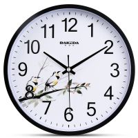 巴科达静音挂钟客厅钟表卧室挂表现代时尚卡通挂钟表创意石英钟表 喜鹊登枝(黑) (21cm)