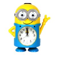 闹钟学生语音可爱创意夜光灯贪睡懒人音乐双音儿童电池钟表 小黄人B款