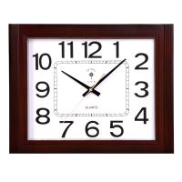 方形时钟时尚钟表客厅挂钟卧室现代简约挂表日历静音石英钟 42*33CM7288红木色 普通款