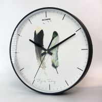 北欧时尚挂钟静音客厅卧室挂表创意石英钟简约现代时钟创意钟表 北欧羽毛 12寸(直径30cm)
