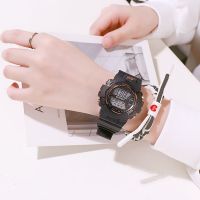 独角兽手表女学生韩版简约运动情侣夜光防水初高中生ins风电子表 圆型黑色-628 手表+电池