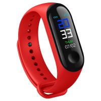 [换新无忧]智能手环手表健康监测多功能学生运动闹钟计步男女款 RENO-3代英文版-红 手表+充电线+红包