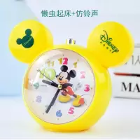 小猪闹钟懒虫起床儿童学生卡通床头静音钟表夜灯贪睡语音电子闹钟 米奇黄色