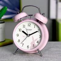 闹钟充电学生儿童用居家简约时尚金属打铃静音带夜灯4寸小闹表 4寸萌萌兔/电池款+送电池