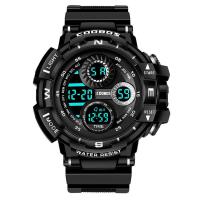 50米防水手表男士电子表流时尚中学生表运动青少年夜光韩版闹钟 O9900D纯黑色夜光游泳 电子