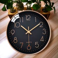 挂钟北欧客厅卧室钟表个性创意时钟简约ins网红钟石英钟家用静音 轻奢典雅76黑金 12英寸（直径约30.2厘米）