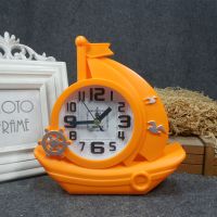 床头闹钟简约创意学生卡通螃蟹小闹钟可爱摆钟儿童桌面时钟闹铃[3月20日发完] 1609帆船闹钟/桔色