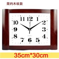 静音挂钟时尚客厅卧室大气钟表创意现代简约方形石英钟挂表 2815木纹色
