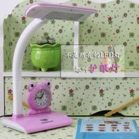 天天特价小闹钟台灯儿童卡通台风学生学习做作业插电保视力护眼灯 粉红色 按钮开关