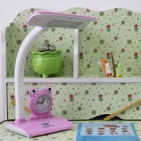 中小学生书桌学习护眼灯儿童卡通阅读写作业床头闹钟可爱小台灯 青蛙-粉色