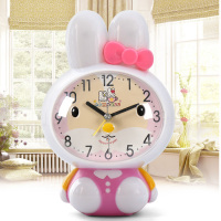 闹钟静音床头卧室夜光闹铃儿童可爱卡通创意学生小闹钟 白兔子(新款) 默认