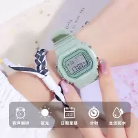 海贼王联名电子手表男中学生潮流多功能运动防水夜光防摔电子表女 方块绿[时间日期闹钟计时日期] 送电池(收藏关注-发货贼快