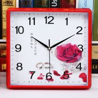 电子挂钟客厅万年历现代简约大气时钟静音石英钟表挂表家用 28*29cm红玫瑰