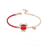 S925纯银牛年本命年手链女编织红绳十二生肖手饰感温变色生日礼物 A款:玫瑰金牛手链 送礼盒